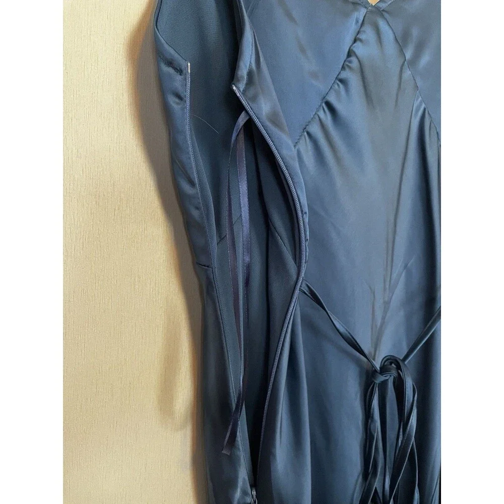 Princess Polly Blue Satin Slip Dress with Lace Trim Size 4